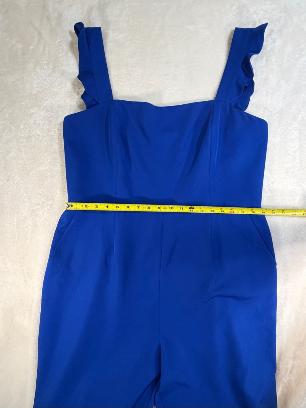 Charles Henry Royal Blue Ruffle Strap Wide Leg Jumpsuit - Size XXL - Picture 7 of 12